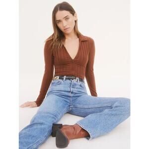 Reformation Jen Bodysuit in Brown Size Large Bodycon Summer